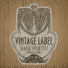 vector vintage items: label Art Nouveau