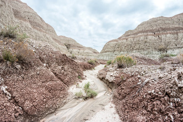 A landscape view of Badlands National Park in South Dakota.
