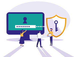 mini people withmonitor and password