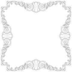 Vintage border frame engraving with retro ornament pattern in antique baroque style decorative design. Vector