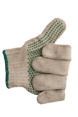 gesture giving thumbs up sign glove isolated on white background