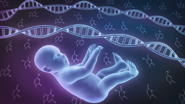 3d illustration of Genetically modified babies concept