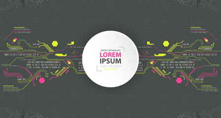 Abstract technology concept. Circuit board, high computer color background. Vector illustration