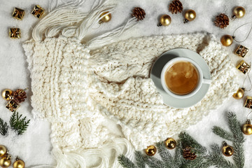 Christmas compositions in advance on the snow   