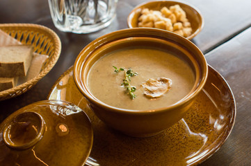mushroom soup in a bowl
