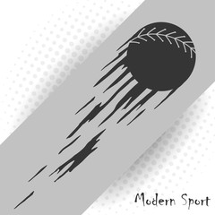 Modern style baseball vector background with a silhouette of baseball ball.