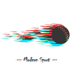 Modern vector baseball ball in motion with glitch effect.