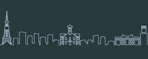 Naklejka premium Sapporo Single Line Skyline