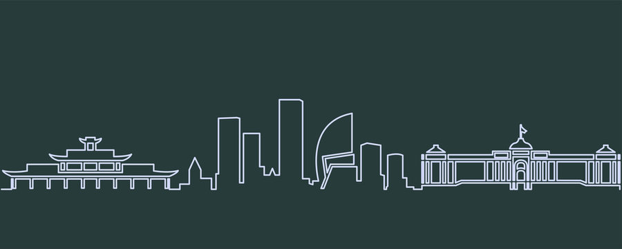 Ulaanbaatar Single Line Skyline