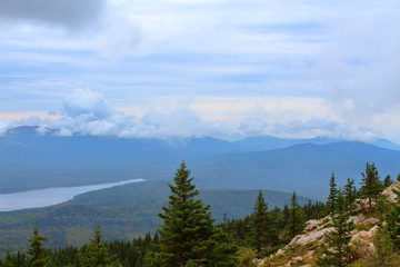 Fototapeta premium Wonderful view of the lake and the mountains. View from the top. Background. Landscape.