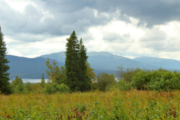 Beautiful view of the mountains and the lake. Background. Landscape.