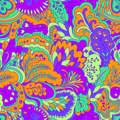 Fototapeta na wymiar Seamless floral abstract psyhedelic pattern