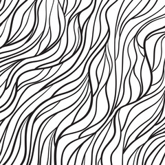 Fototapeta na wymiar Chaos wallpaper. Wavy background. Hand drawn waves. Stripe texture with many lines. Waved pattern. Black and white illustration for banners, flyers or posters