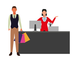 Fototapeta premium People shopping at supermarket