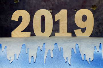 New year 2019. Number of year made of plywood