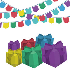 gifts boxes presents with garlands