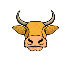Vector of a red cow head design on white background. Farm Animal. Easy editable layered vector illustration.