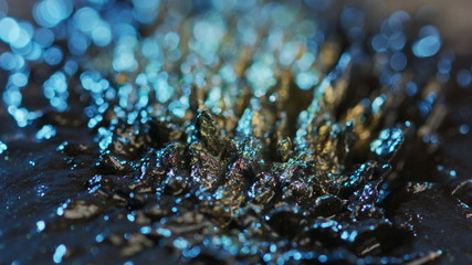 The natural phenomenon of magnetism ferrofluidic substances under the action of a neodymium magnet...