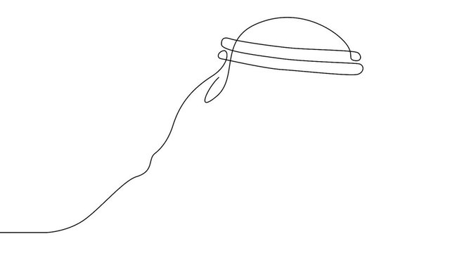 Continuous one line one drawn character line arab man in national costume Keffiyeh.