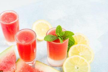 Healthy diet drink with watermelon, lemon and mint