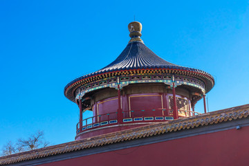 Red Pavilion Tower Wall Jingshan Park Beijing China