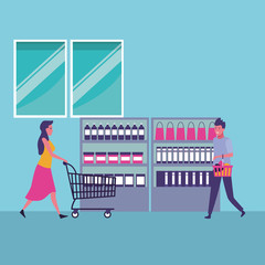 People shopping cartoons