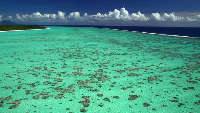 Aerial view of Tupai and Bora Bora Island South Pacific Ocean 