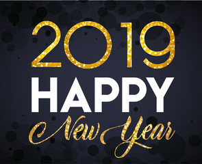 Happy new year 2019, golden vector graphic design