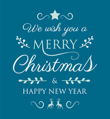 Christmas calligraphy with ornaments. Vector.