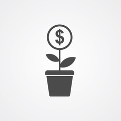 Dollar plant vector icon sign symbol