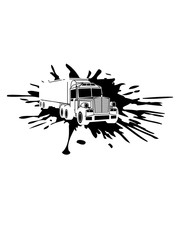 tropfen klecks farbe graffiti spray truck lkw lastwagen fernfahrer fahren auto transport fahrer trucker groß clipart comic cartoon führerschein lieferant anhänger waren lieferung autobahn