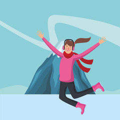 Happy woman in winter