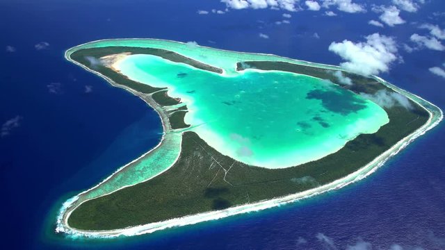 Aerial view of Tupai Heart Island French Polynesia South Pacific Ocean 