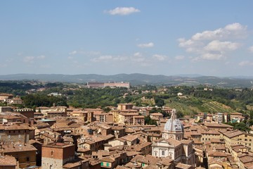 Fototapeta na wymiar View from the Tower of Siena, Italy