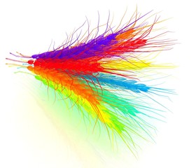 Colorful spikelets design. 3d render