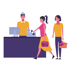 People shopping cartoon