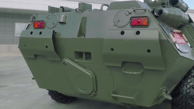 Stern of armoured personnel carrier. BTR-80 APC.