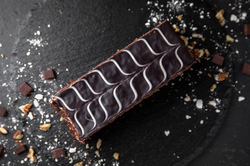 Puff pastry with chocolate, nuts and cream. Assorted Confectionery Range.