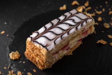Puff pastry with cherries and cream. Assorted Confectionery Range.