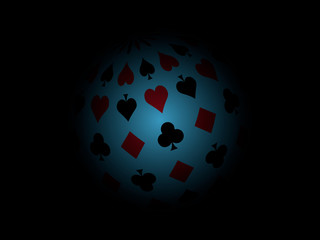 Cards suits blue globe background