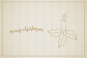 goldene Weihnachtskarte mit Kerze und Handschrift