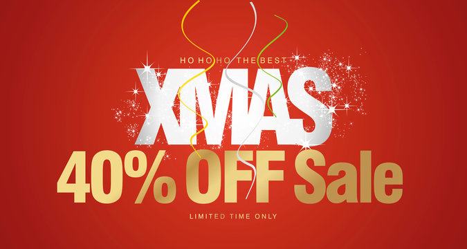 Ho ho ho Christmas Sale 40 percent off limited time only red background voucher
