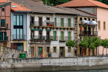 picturesque houses at an harbor entrance in Basque