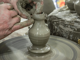 handmade construction of a terracotta vase