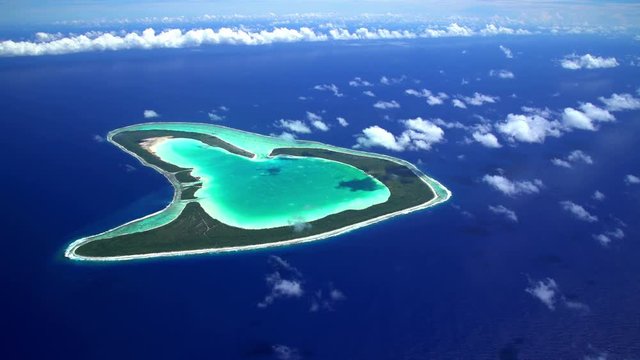 Aerial view of Tupai and Bora Bora Island in French Polynesia 