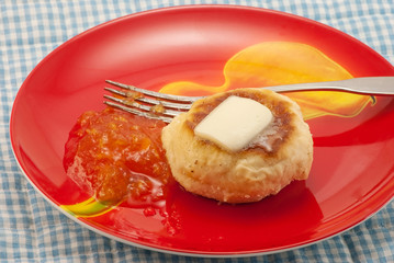 Buttered Biscuit and Peach Preserves