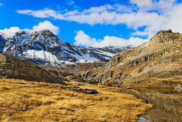 View of the alps around the Serr&ugrave; lake, near the Nivolet pass, Piedmont, Italy