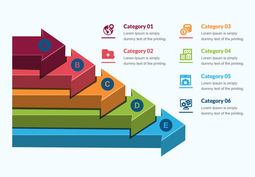 3D Arrow 5 Step Infographic Layout
