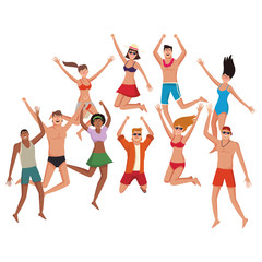 Friends in summer cartoons