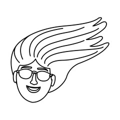 Woman with sunglasses in black and white